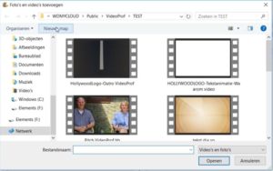 Windows Movie Maker selecteer je foto en/of video's