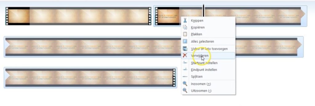Verwijderen van stukje of gehele video Windows Movie Maker